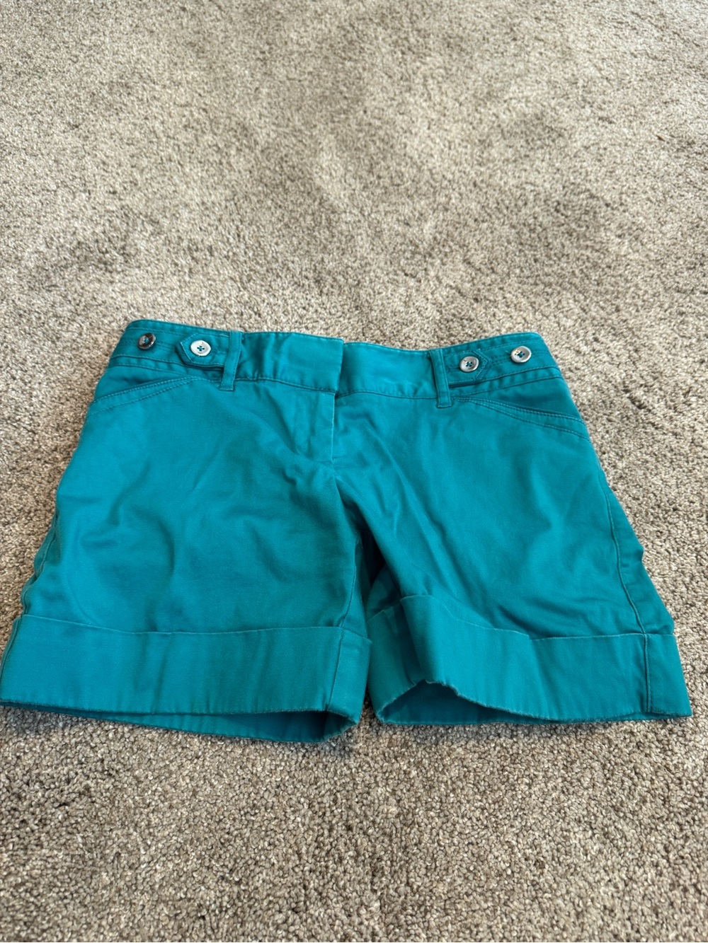 White House Black Market Teal Fold-Cuff Bermuda Shorts